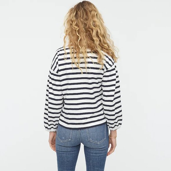 NWT J.Crew Mariner cloth puff-sleeve top in stripe - Picture 3 of 10